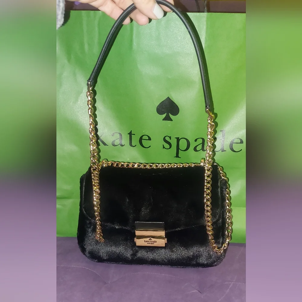 Kate Spade Carey Faux Fur Small Flap Shoulder Bag in Black